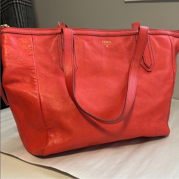 Fossil Orange Leather Tote bag - Picture 1 of 14